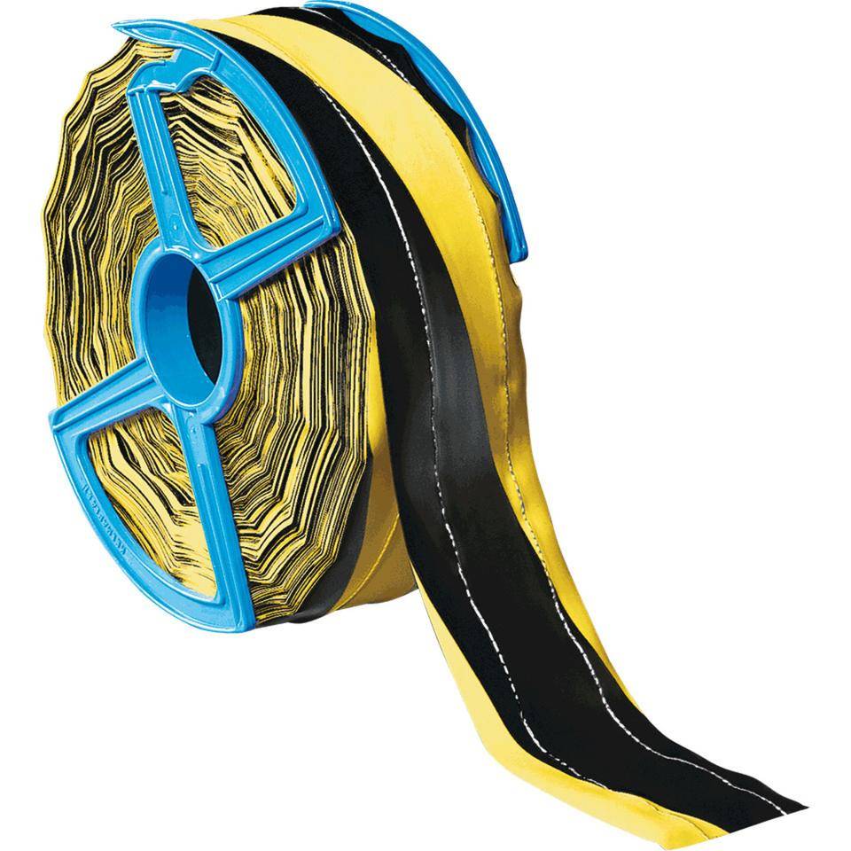 Absperrband, gelb/schwarz schraffiert, Polyethylen, 2fach fadenverstärkt, 250m/Rolle