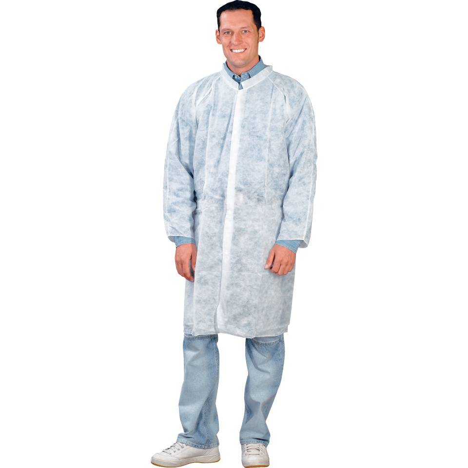 Besucherkittel ProSafe®, Kat.I, Druckknöpfe, Armgummi, weiß, PP-Vlies, Größe XL, 50/VE