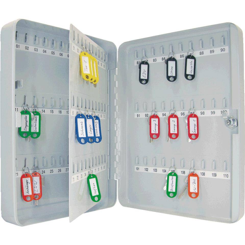Schlüsselschrank Modell X, 110 Schlüssel, feste Hakenleisten, 280x370x80mm