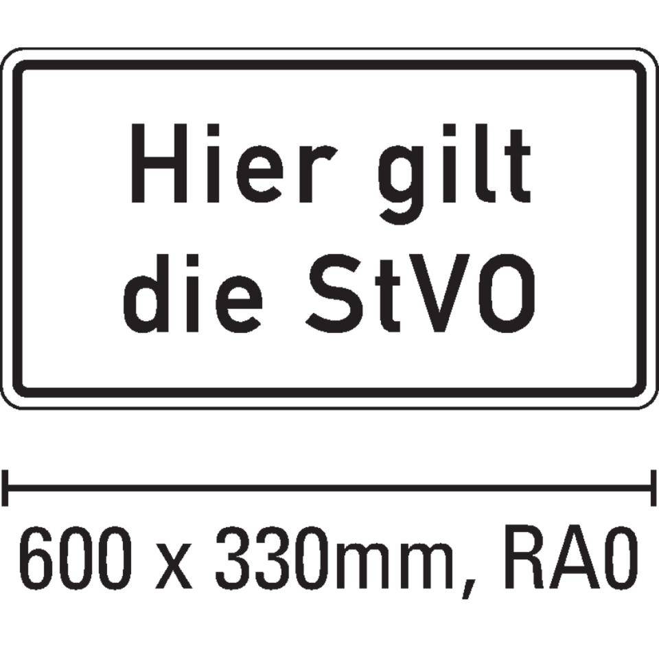 Hinweisschild Hier gilt die StVO, Nr.1079-10, Aluminium RA0, reflektierend, 600x330mm, DIN 67520, nach StVO