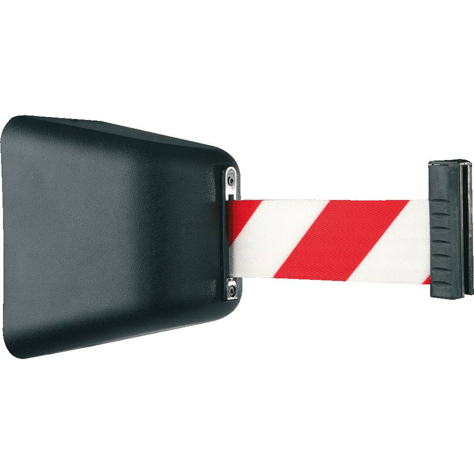 RS-GUIDESYSTEMS Wandkassette Indoor, schwarz, ABS-Kunststoff, Gurt rot/weiß, 8m