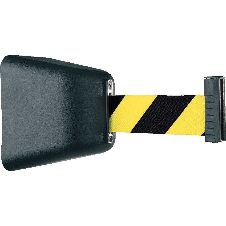 RS-GUIDESYSTEMS Wandkassette Indoor, schwarz, ABS-Kunststoff, Gurt gelb/schwarz, 8m