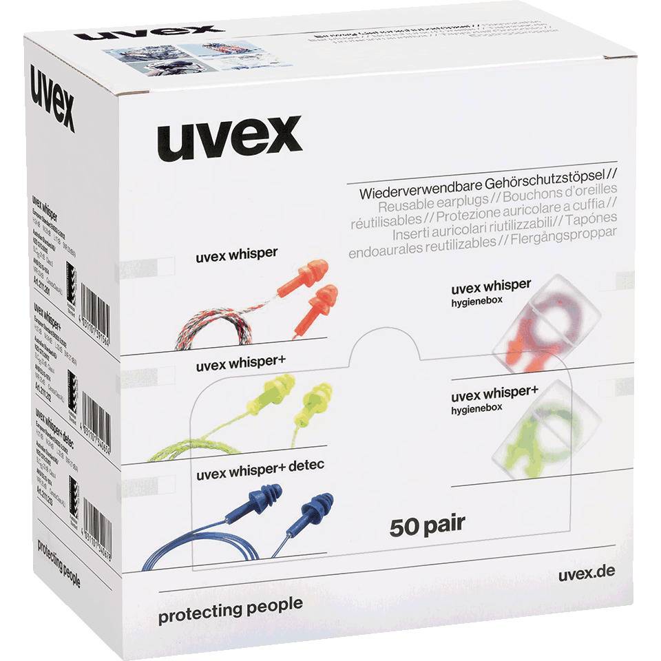 uvex Gehörschutzstöpsel Whisper, m.Kordel, Kat.III, or, TPE, Spenderkarton 50 Paar/VE