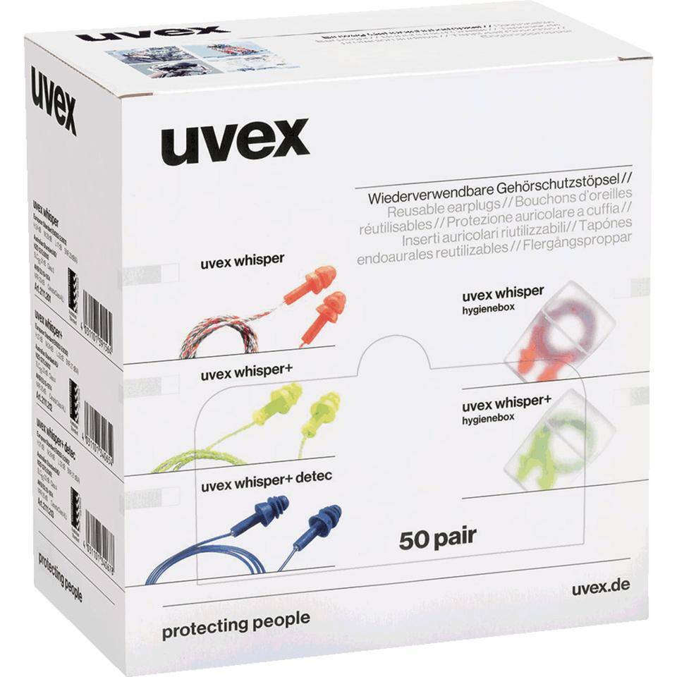 uvex Gehörschutzstöpsel Whisper, m.Kordel, Kat.III, or, TPE, Spenderkarton 50 Paar/VE