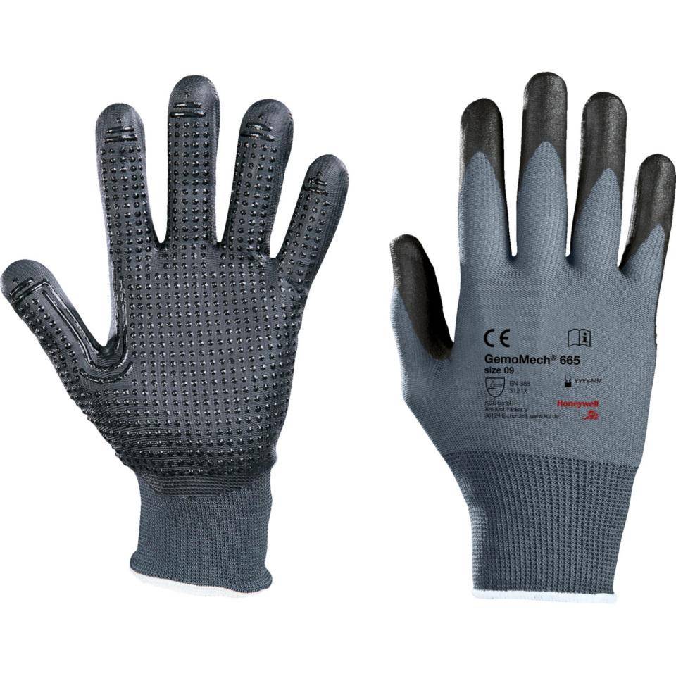KCL Schutzhandschuh GemoMech® 665+, Kategorie II, schwarz/grau, 240mm, Größe 7