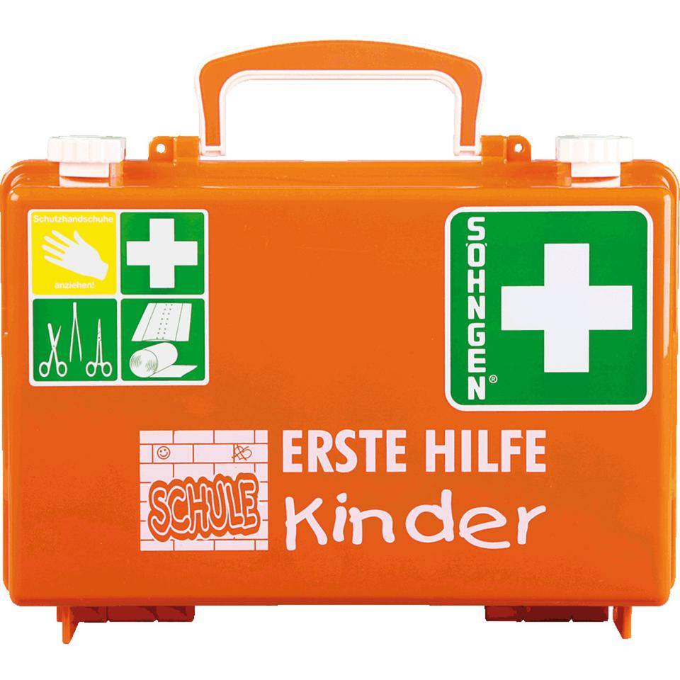 SÖHNGEN® Erste-Hilfe-Koffer Schule, i.A.a. ASR A4.3 (DIN 13157),orange, Wandhalterung