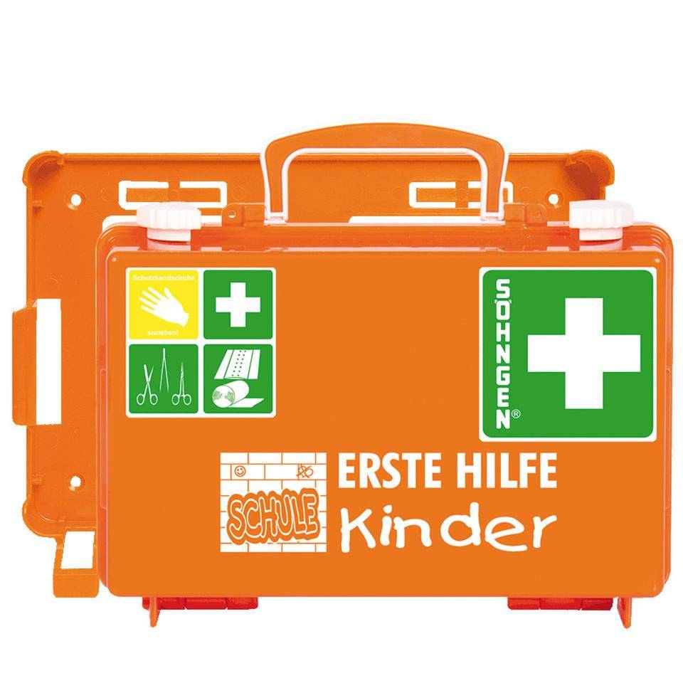 SÖHNGEN® Erste-Hilfe-Koffer Schule, i.A.a. ASR A4.3 (DIN 13157),orange, Wandhalterung