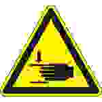 Warnschild Warnung vor Handverletzungen, Folie, selbstklebend, SL100mm, ASR A1.3, DIN EN ISO 7010 W024