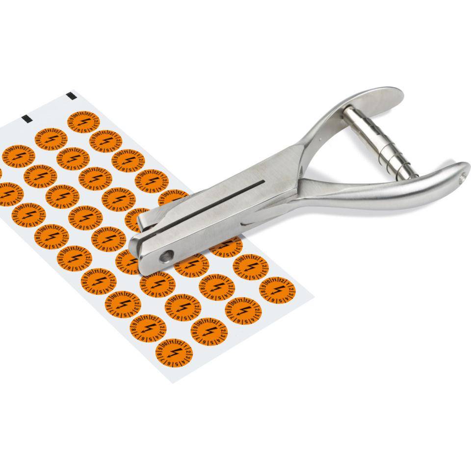 Lochzange, zum Markieren von Plaketten, Kerbform Kreis, 2mm, Maultiefe 48mm