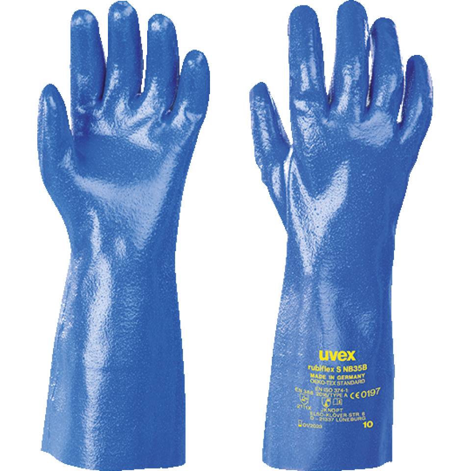 uvex Chemikalien-Handschuh Rubiflex S NB35B, Kategorie III, blau, 350mm, Größe 11
