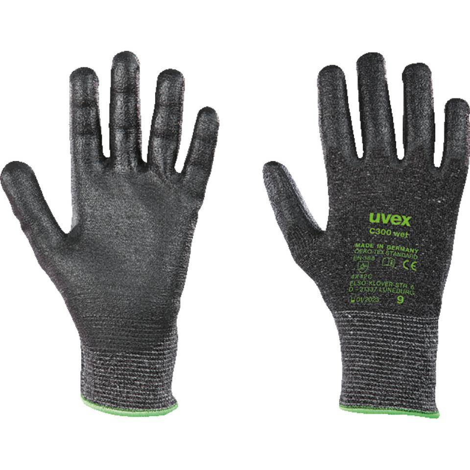 uvex Schnittschutz-Handschuh C300 wet, Kategorie II, anthrazit, 270mm, Größe 8