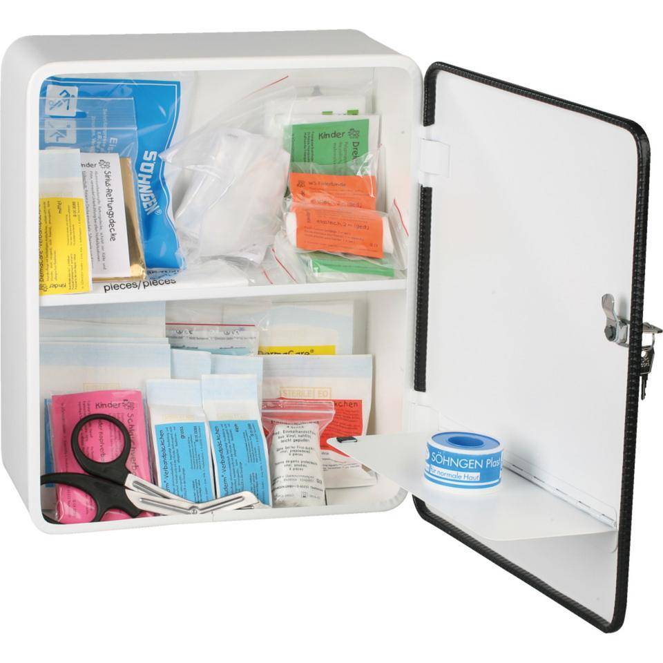 SÖHNGEN® Verbandschrank Schule, i.A.a. ASR A4.3 (DIN 13157), weiß, Stahlblech