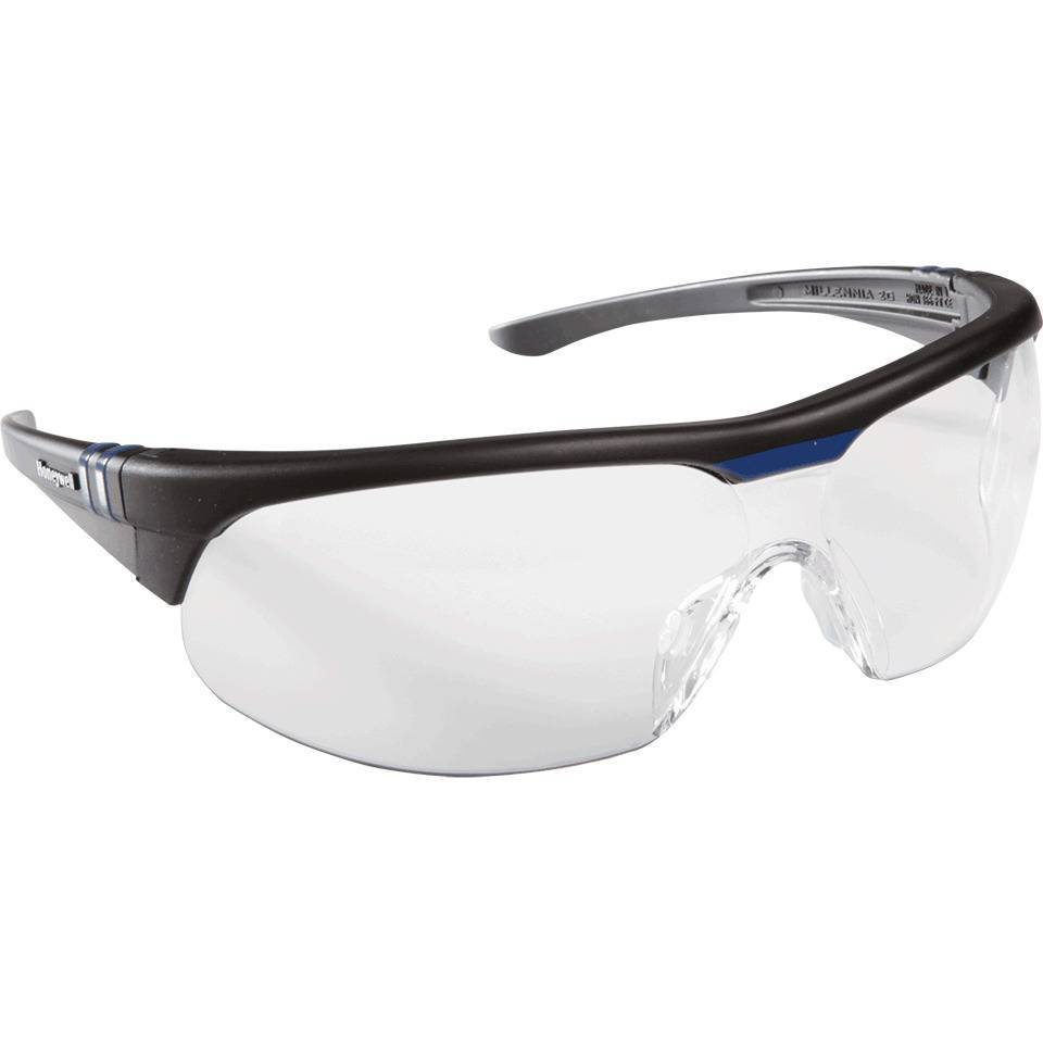 Honeywell Schutzbrille Millennia 2G, EN 166, schwarz/blau, klare Scheibe, 30g, beschlagfrei und kratzfest