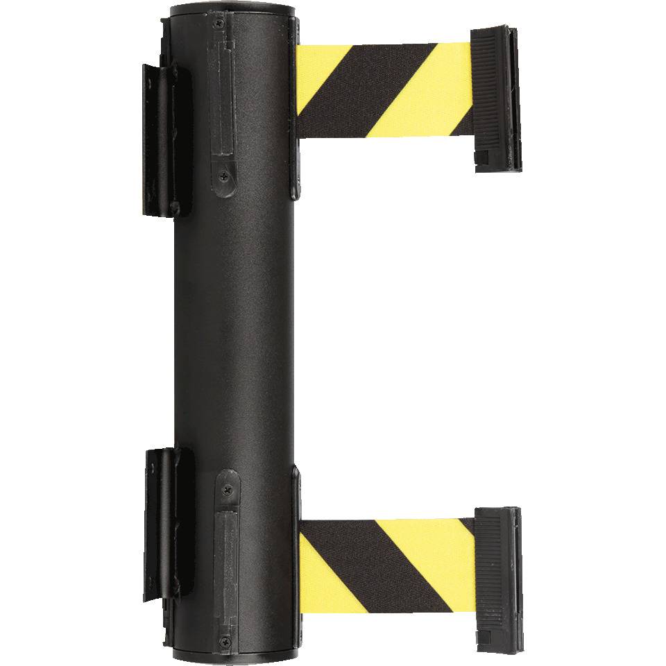 RS-GUIDESYSTEMS Wandkassette Dual, doppelter Auszug, schwarz, Gurt gelb/schwarz, 4m