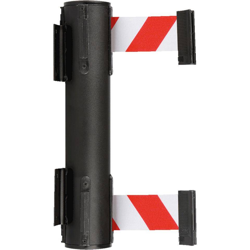 RS-GUIDESYSTEMS Wandkassette Dual, doppelter Auszug, schwarz, Gurt rot/weiß, 4m