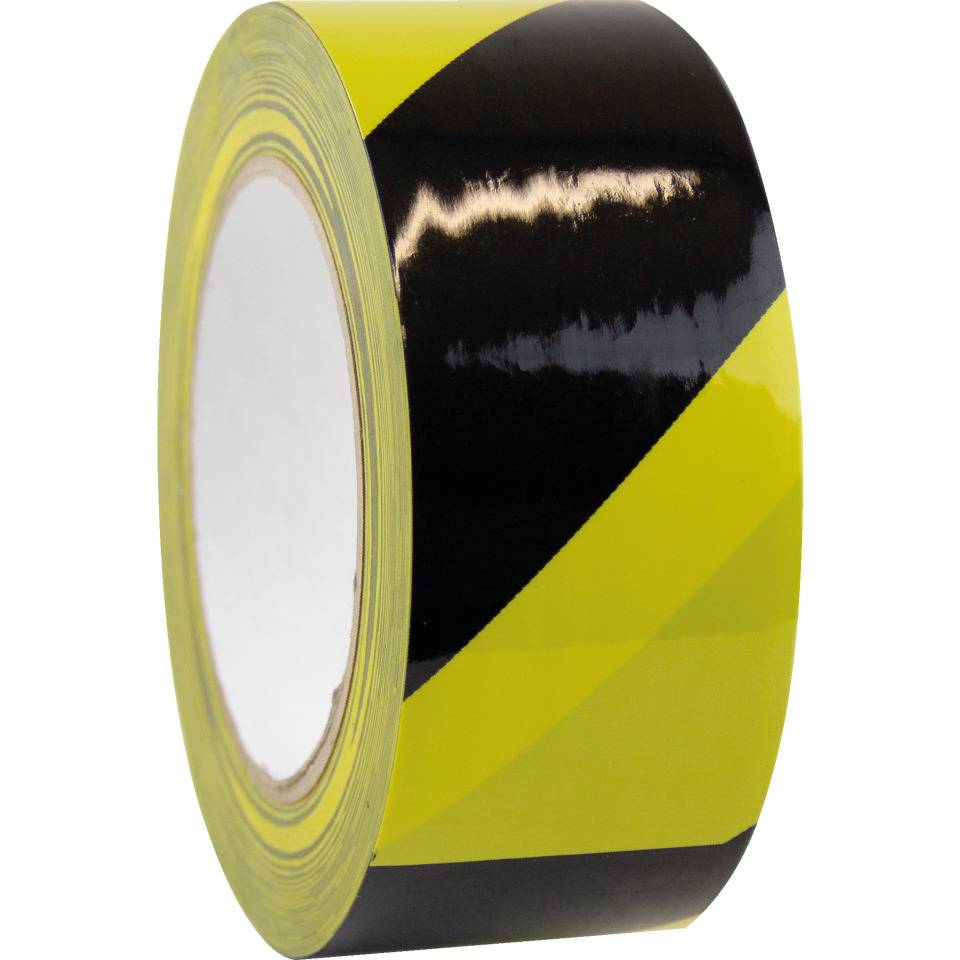Markierungsband Premium, gelb/schwarz schraffiert, Folie, laminiert, 50mm, 33m/Rolle