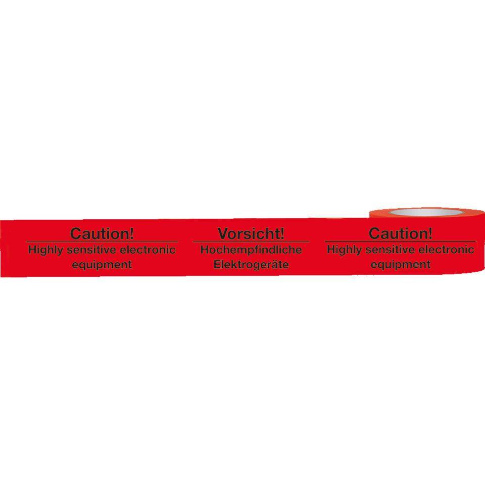 Warnband Hochempfindl.Elektogeräte, rot/schwarz, Polypropylen, 50mmx66m, 6 Rollen/VE