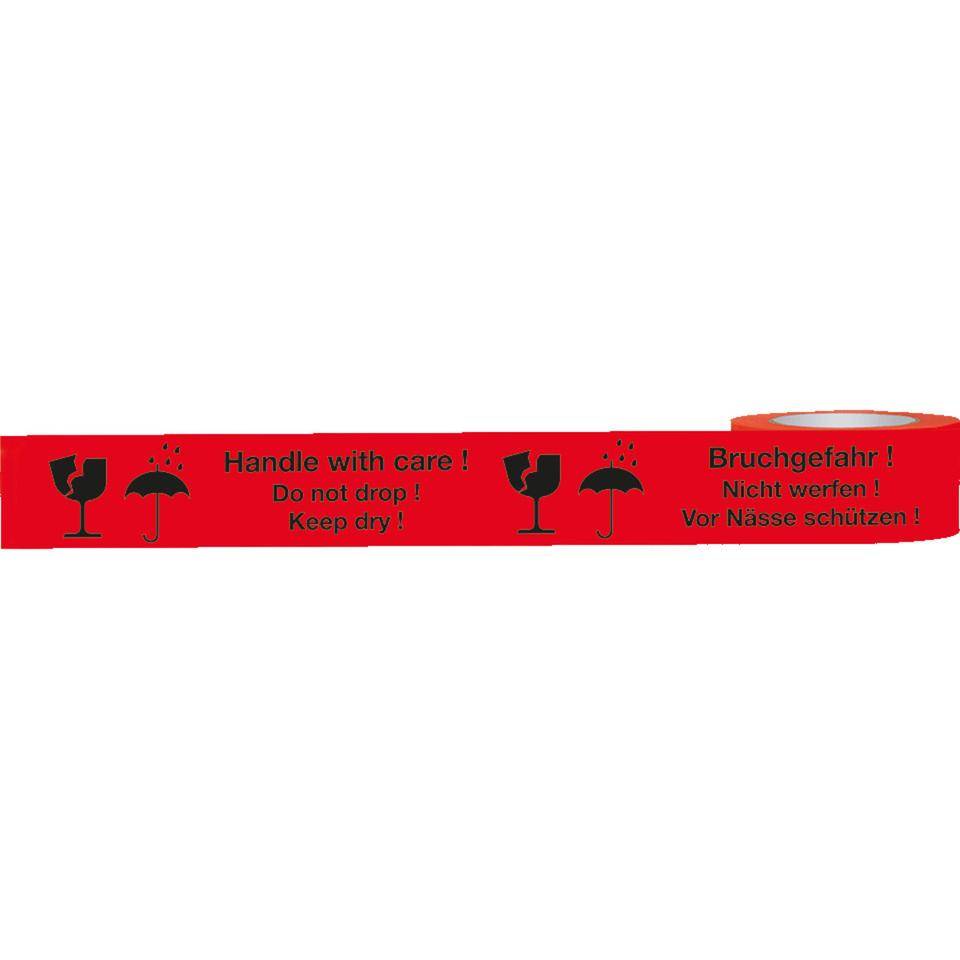 Warnband Bruchgefahr!Nicht werfen!, rot/schwarz, Polypropylen, 50mmx66m, 6 Rollen/VE