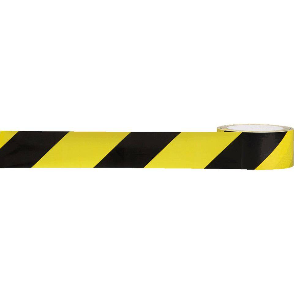 Warnband gelb/schwarz schraffiert, Polypropylen, 50mmx66m, 6 Rollen/VE