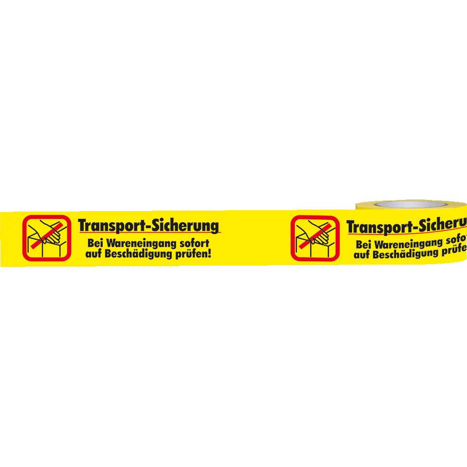 Warnband Transport-Sicherung, gelb/schwarz, Polypropylen, 50mmx66m, 6 Rollen/VE