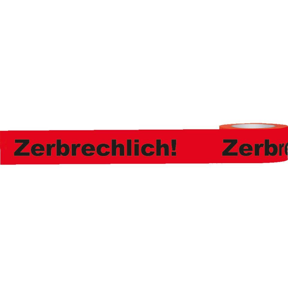 Warnband Zerbrechlich!, rot/schwarzPolypropylen, 50mmx66m, 6 Rollen/VE