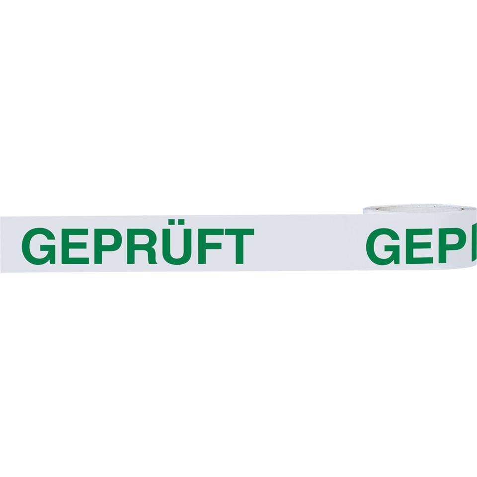 Klebeband Geprüft, weiß/grün, Polypropylen, selbstklebend, 50mm,66m/Rolle