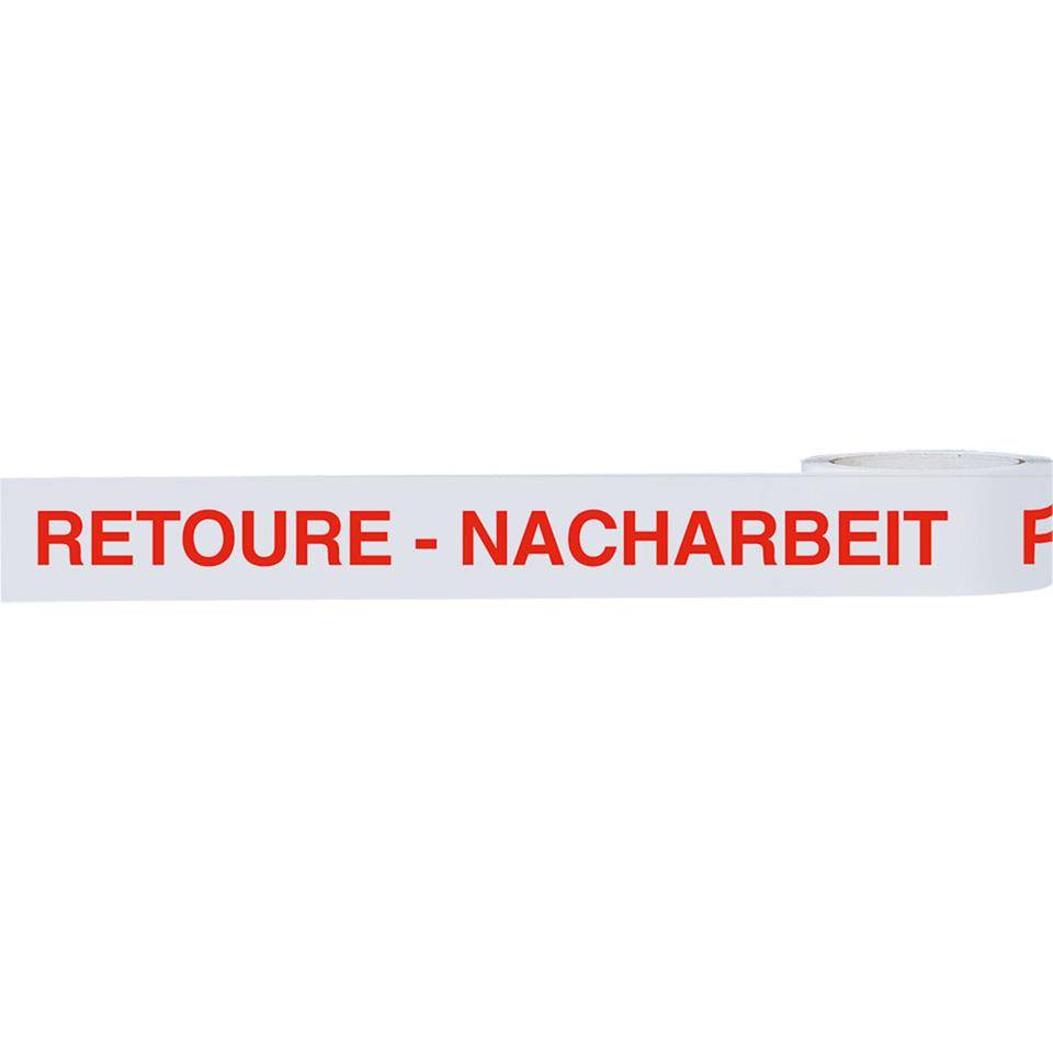 Klebeband Retoure-Nacharbeit, weiß/rot, Polypropylen, selbstklebend, 50mm, 66m/Rolle