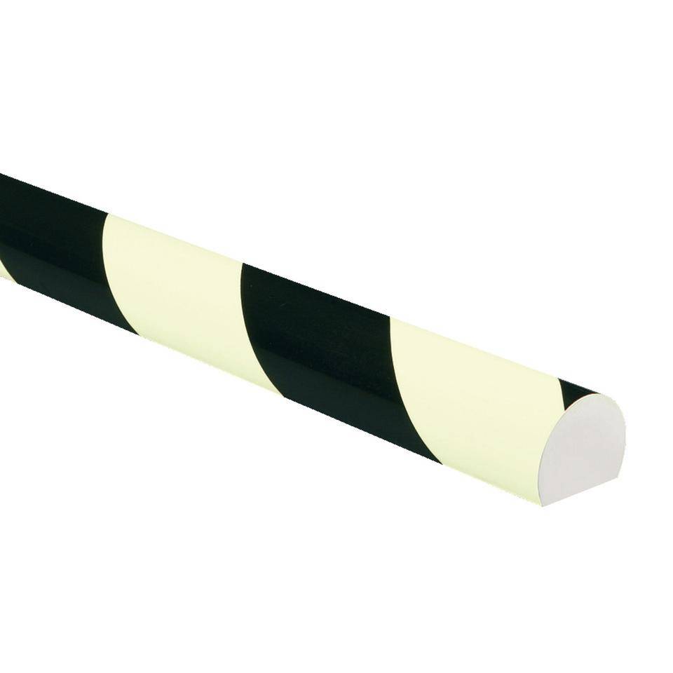 Flächenschutzprofil Typ C, selbstklebend/zum Anschrauben, nachl./gelb-schwarz, PU, 1m