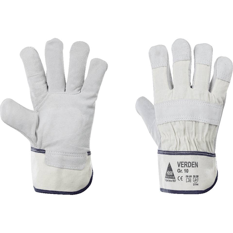 Arbeitshandschuh Verden, Kat.II, grau/natur, Rindspaltleder, 260mm, Größe 10