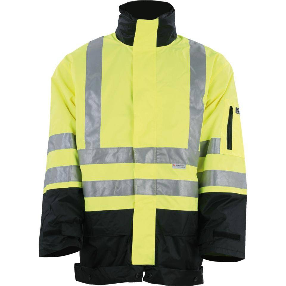 Warnschutzparka Santorini, separat tragbare Innenjacke, neongelb/schwarz, Größe M