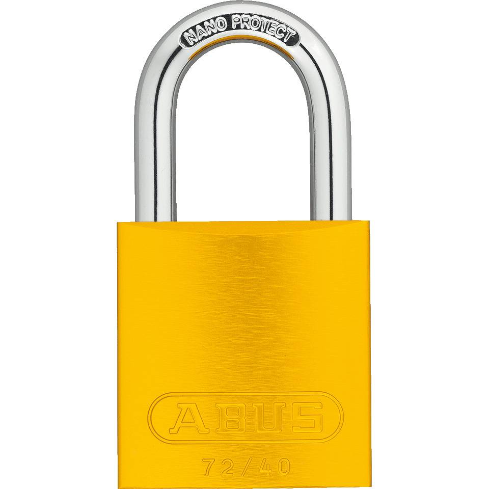 ABUS Vorhangschloss Aluminium 72/40, gelb, Bügelhöhe 27mm, 39x74x19mm, 2 Schlüssel