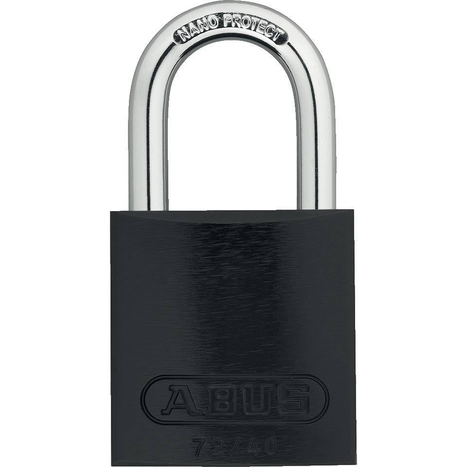 ABUS Vorhangschloss Aluminium 72/40, schwarz, Bügelhöhe 27mm, 39x74x19mm, 2Schlüssel