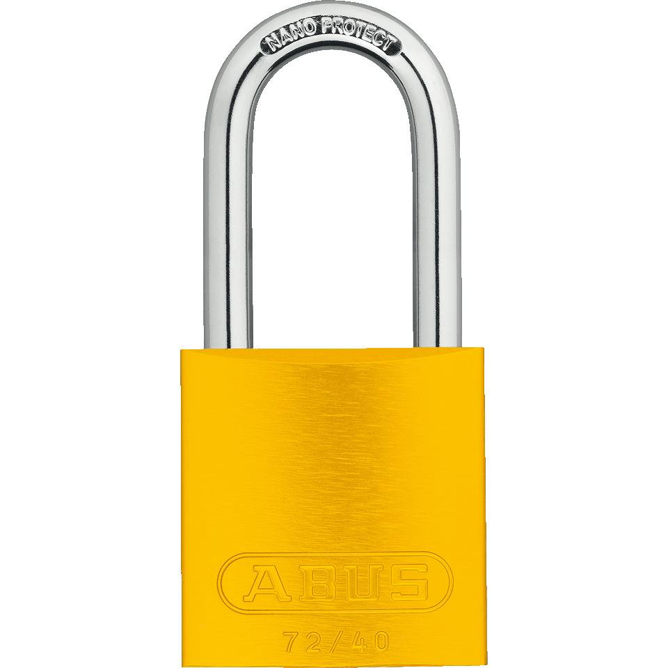ABUS Vorhangschloss Aluminium 72/40HB40, gelb, Bügelhöhe 39mm, 39x86x19mm, 2 Schl.