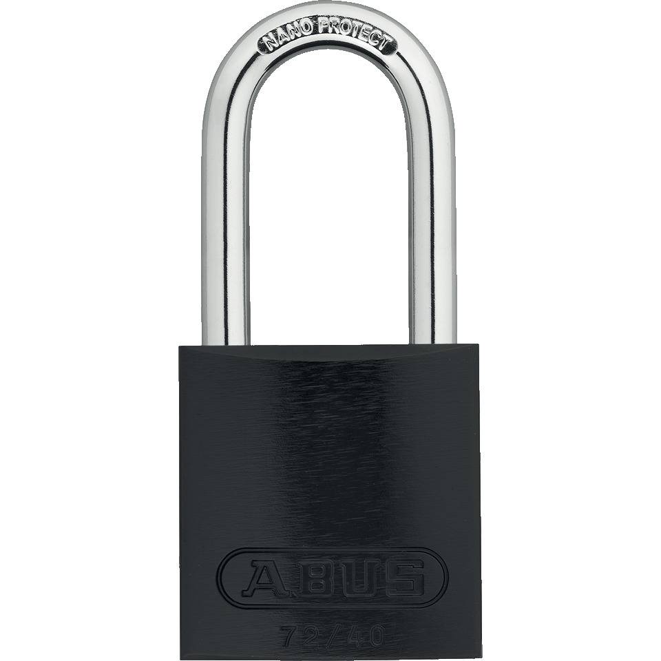 ABUS Vorhangschloss Aluminium 72/40HB40, schwarz, Bügelhöhe 39mm, 39x86x19mm, 2 Schl