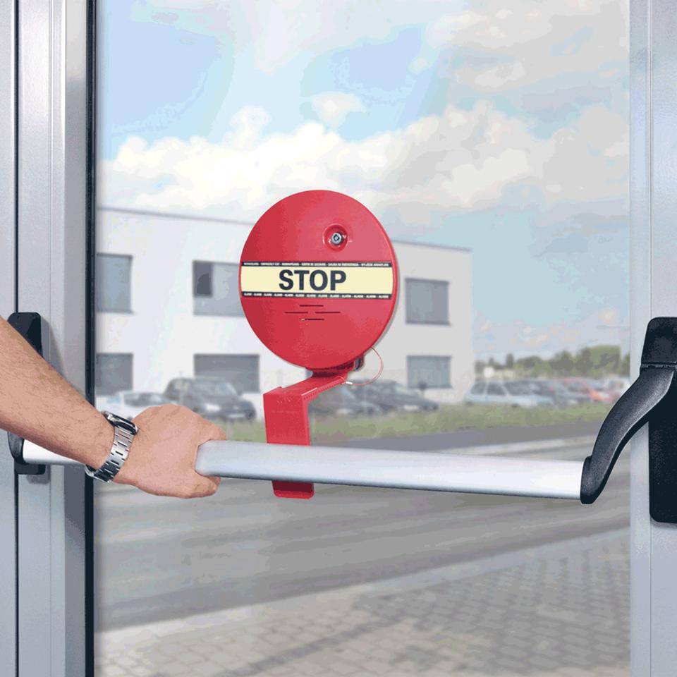 Rettungswegschild Notausgang freihalten, f. DEXCON, Hinterglas, Folie, 130x130mm