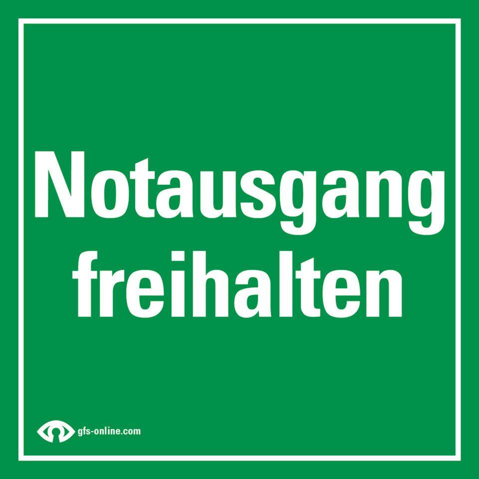 Rettungswegschild Notausgang freihalten, f. DEXCON, Hinterglas, Folie, 130x130mm