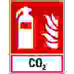 Brandschutz-Kombischild Feuerlöscher CO2, Folie, selbstklebend, 200x270mm, ASR A1.3, DIN EN ISO 7010 F001