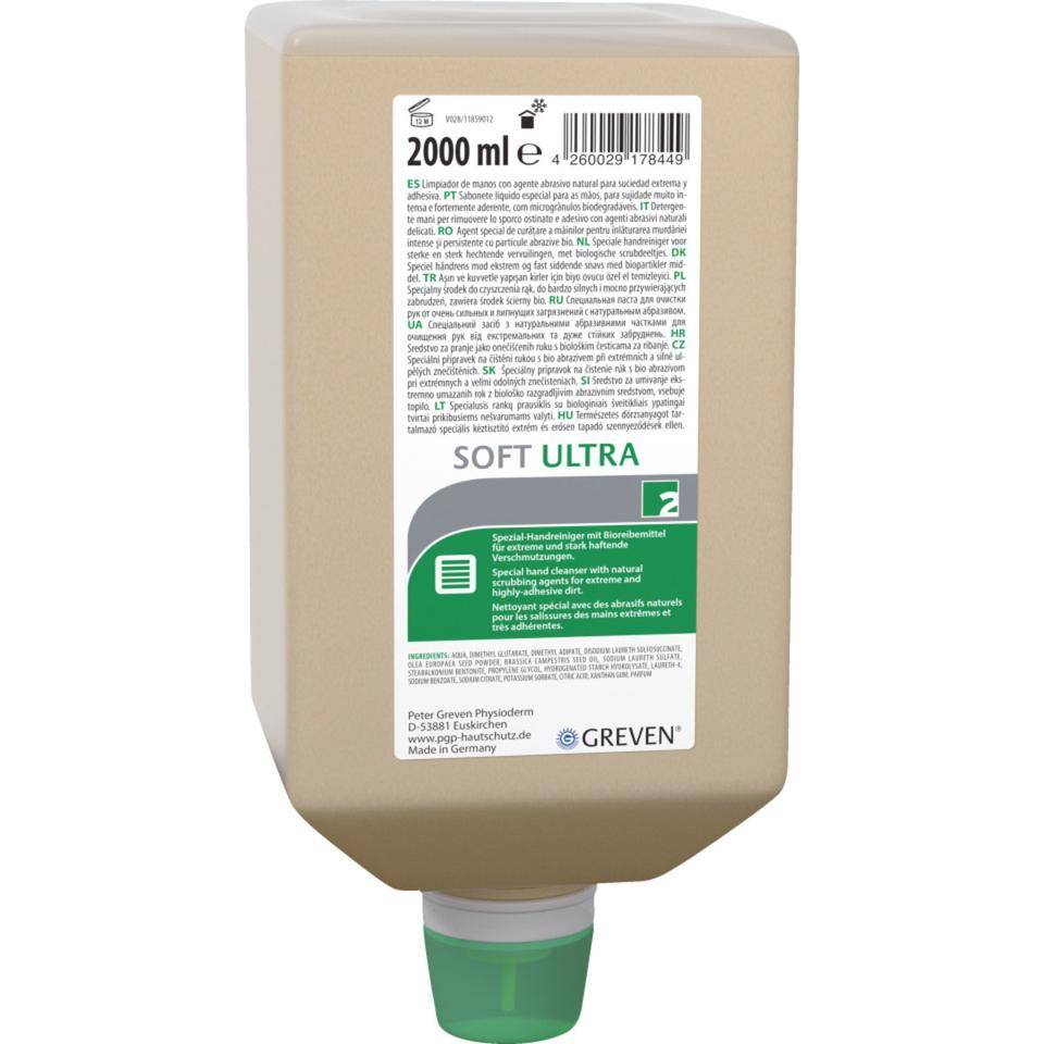 GREVEN® Handreiniger SOFT ULTRA, für stark haftende Verschmutzungen, 2 l/Flasche