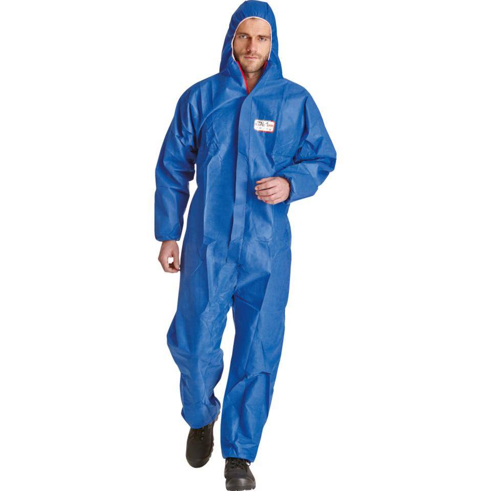 Einweg-Schutzoverall ProSafe 1FR, Kat. III, Typ 5 und 6, blau, Größe L, 50/VE