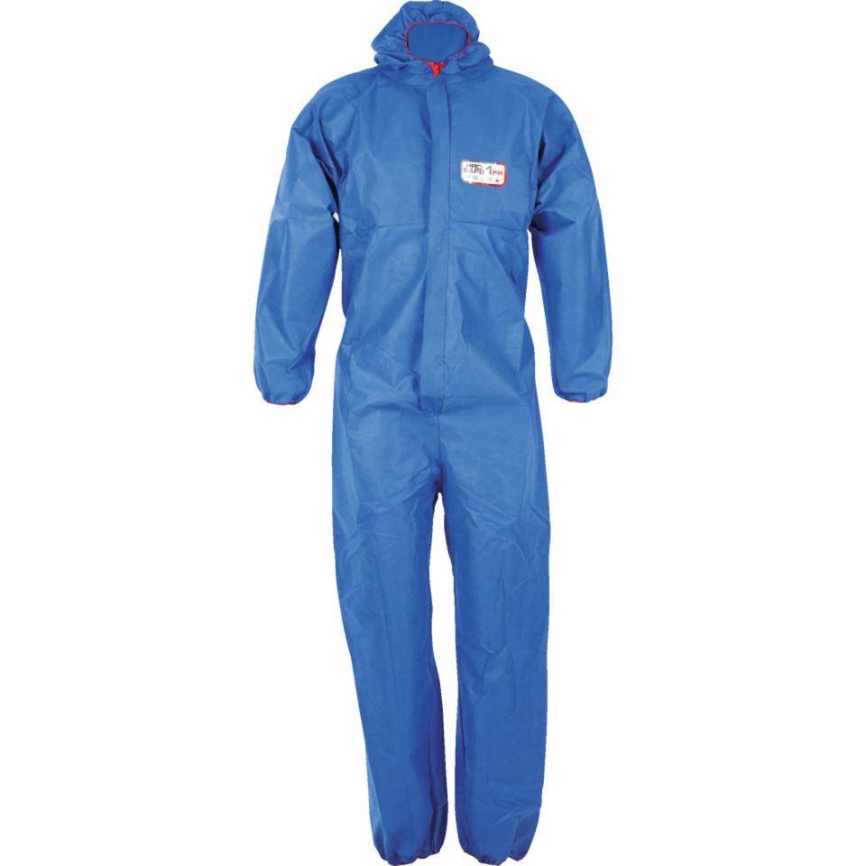 Einweg-Schutzoverall ProSafe 1FR, Kat. III, Typ 5 und 6, blau, Größe L, 50/VE