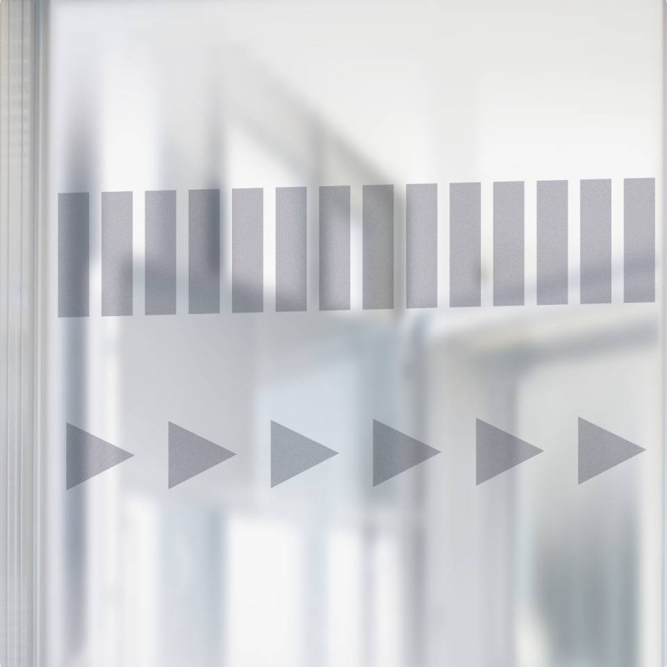 Dekorfolie Streifen, f.Glastüren, silber, Folie mit Milchglaseffekt, 1000x200mm, 3/VE