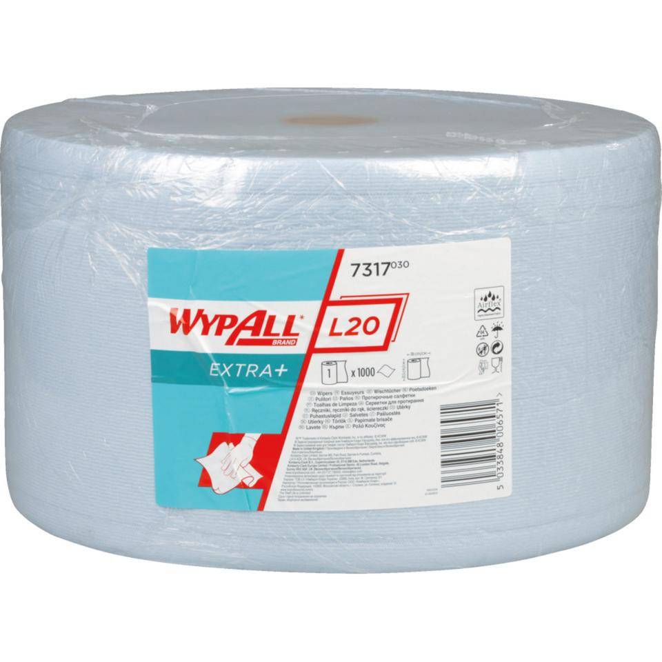 Kimberly-Clark Wischtücher Wypall® L20 EXTRA, 2-lagig, blau, 235x380mm, 1000/Rolle