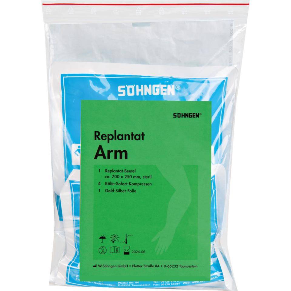 SÖHNGEN® Replantat Notfallset Arm, Doppelwandbeutel und 4 Kälte-Kompressen