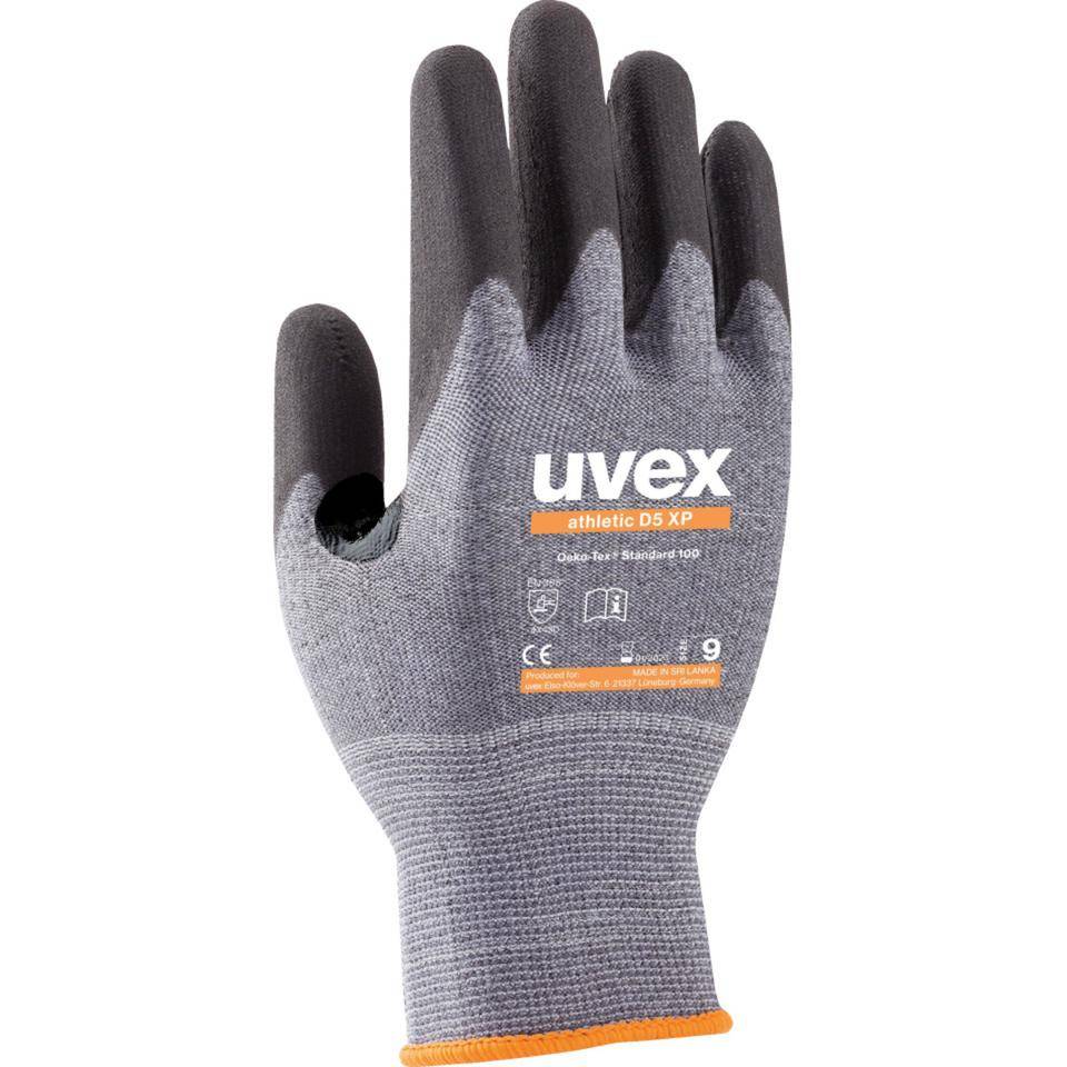 uvex Schnittschutzhandschuh athletic D5 XP, Kat.II, grau/anthrazit, Größe 6