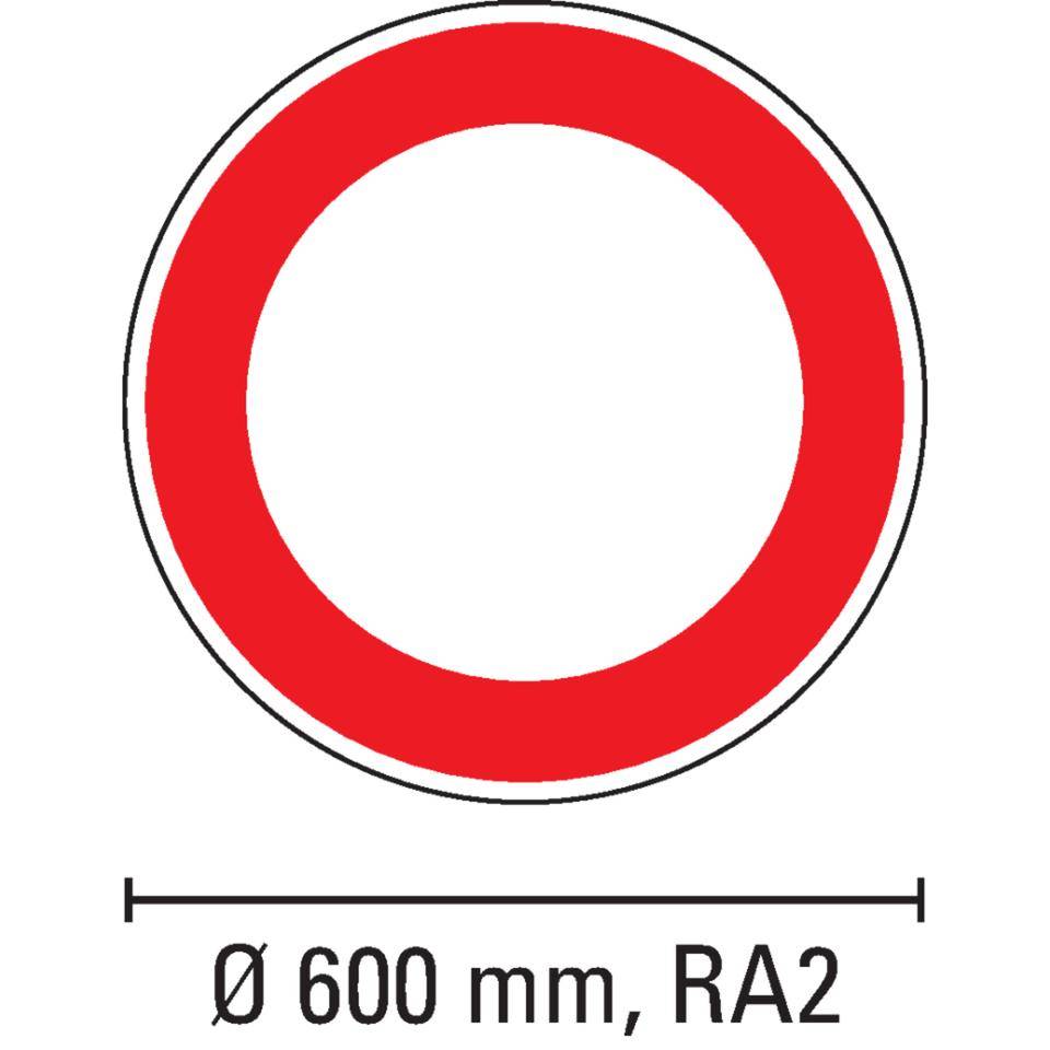 Verkehrszeichen Verbot für Fahrzeuge aller Art, Nr.250, Aluminium RA2, reflektierend, Ø 600mm, DIN 67520, nach StVO