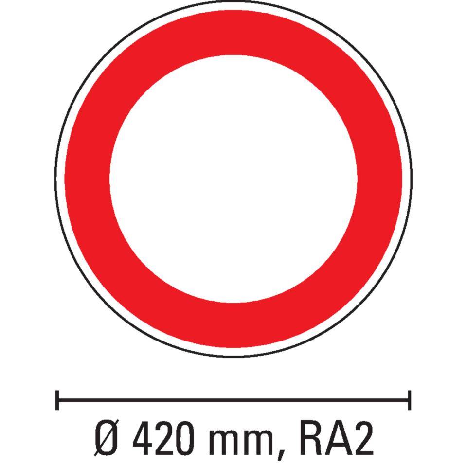 Verkehrszeichen Verbot für Fahrzeuge aller Art, Nr.250, Aluminium RA2, reflektierend, Ø 420mm, DIN 67520, nach StVO