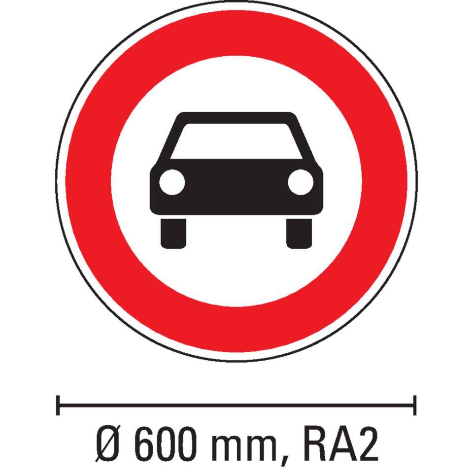 Verkehrszeichen Verbot für Kraftwagen, Nr.251, Aluminium RA2, reflektierend, Ø 600mm