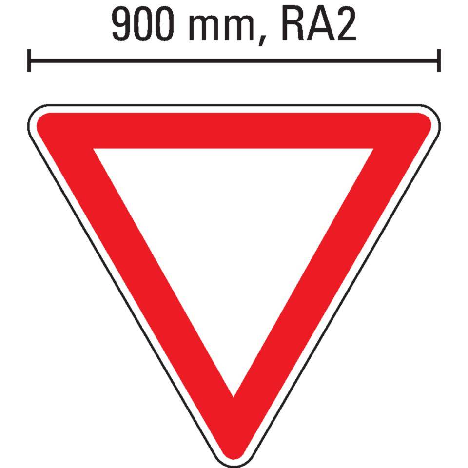 Verkehrszeichen Vorfahrt gewähren!, Nr.205, Aluminium RA2, reflektierend, SL 900mm, DIN 67520, nach StVO