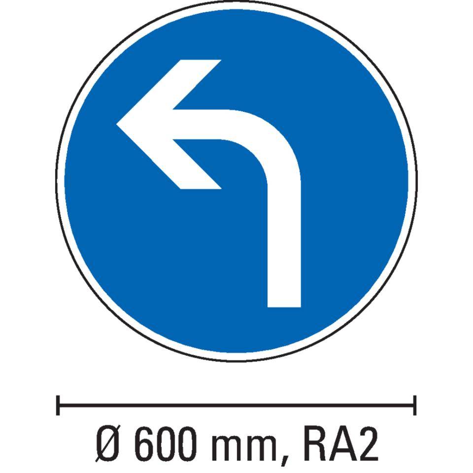 Verkehrszeichen Fahrtrichtung links, Nr.209-10, Aluminium RA2, reflektierend, Ø 600mm, DIN 67520, nach StVO