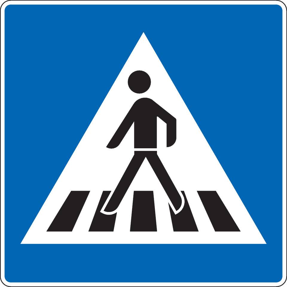 Verkehrszeichen Fußgängerüberweg rechts, Aluminium RA0, reflektierend, 600x600mm